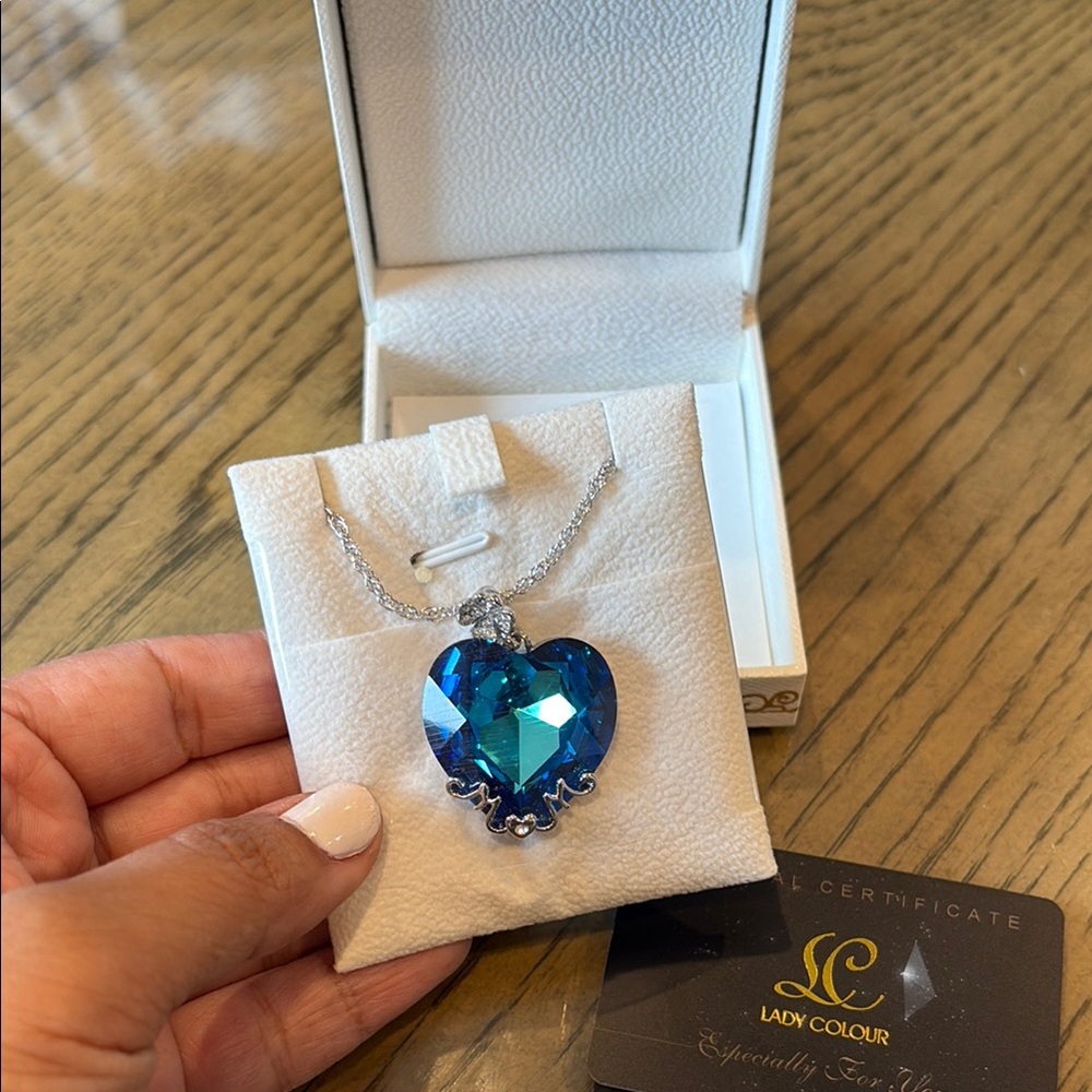 Blue Heart Pendant Necklace